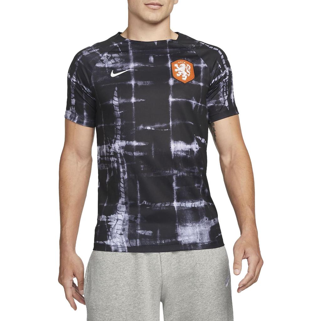 Nike Netherlands National Team Soccer Training Short Sleeve Shirt Men Tops Black DM9550-010