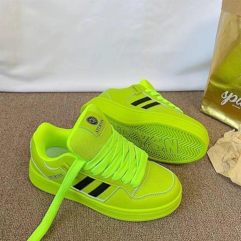

Casual shoes Guochao original niche fluorescent green niche bread shoes women s leisure summer new board shoes 35