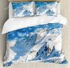 Ski Sports Duvet Cover Set Full Size Winter Sports Skiing Bedding Sets Snow Mountain Landscape Comforter Cover for Boys Girls369