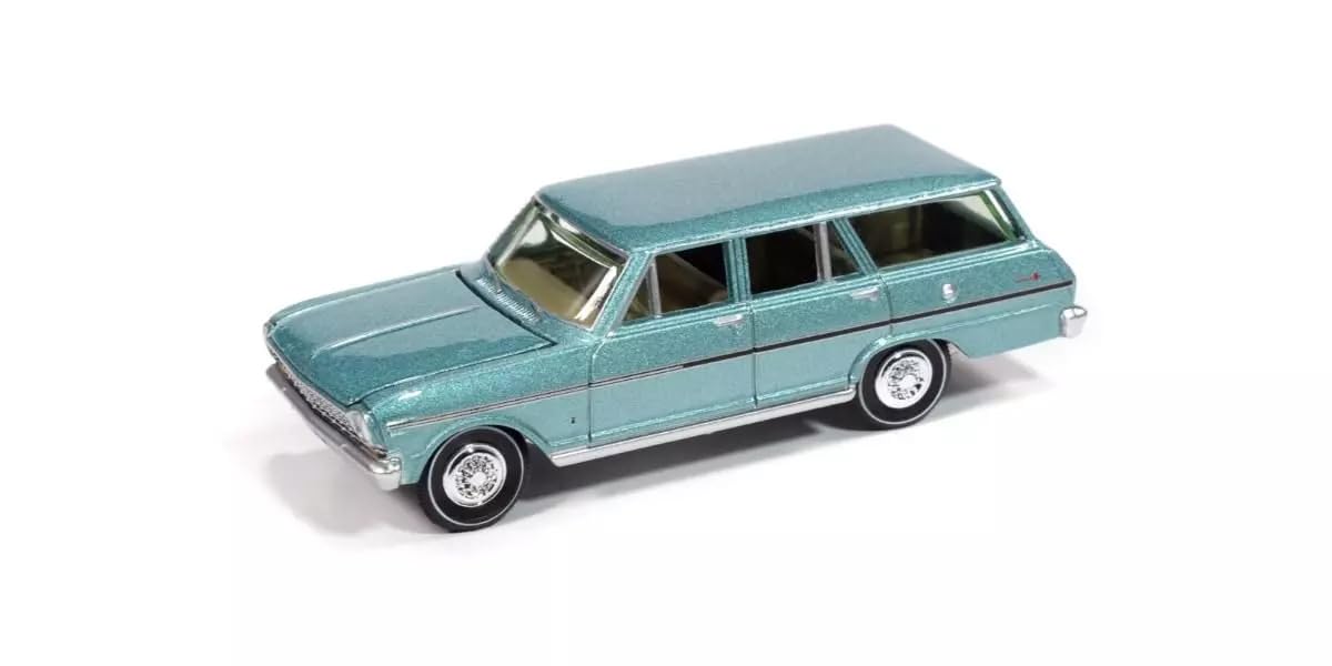 

Kyosho AUTO WORLD 1/64 Scale 1965 Chevy Nova II Wagon, Willow Green, Finished Model, AWSP183B