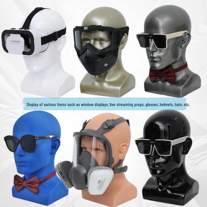 Men's Mannequin Head with Shoulder for Displaying Hats, Masks, and Glasses