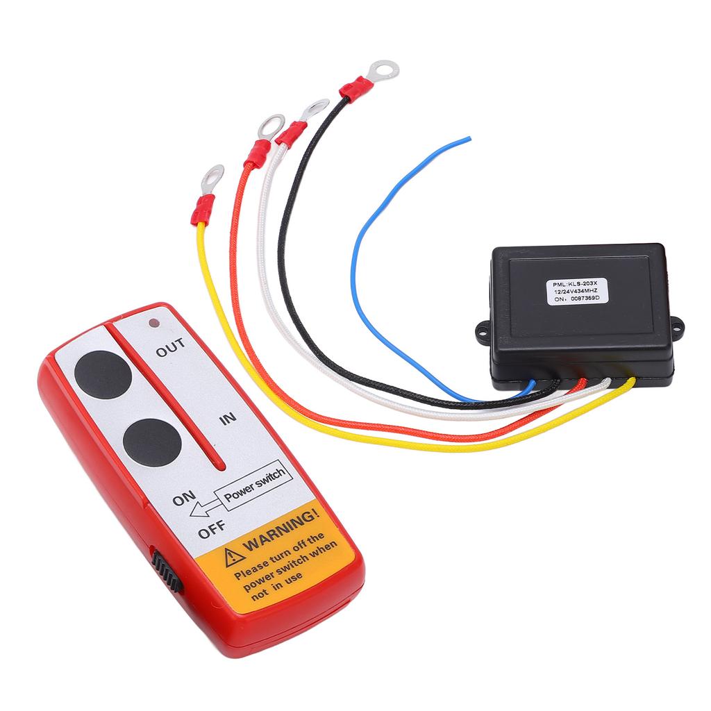 Universal Winch Wireless Remote Control Switch Kit with Receiver 12V 24V for Truck Jeep ATV SUV Red