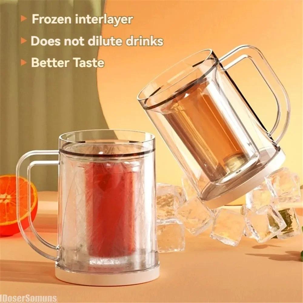 Tazza da Birra Creativa Congelante a Doppio Strato Sandwich Liquido Frigorifero Tazza Congelata Bevanda Fredda Tazze Refrigerate Cucina Bar Articoli per Bevande