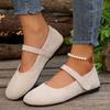 Damskie casualowe buty płaskie z okrągłym noskiem, duży rozmiar, retro francuskie Mary Jane, płaskie do sukienki, nowe letnie, jednolite, wygodne buty
