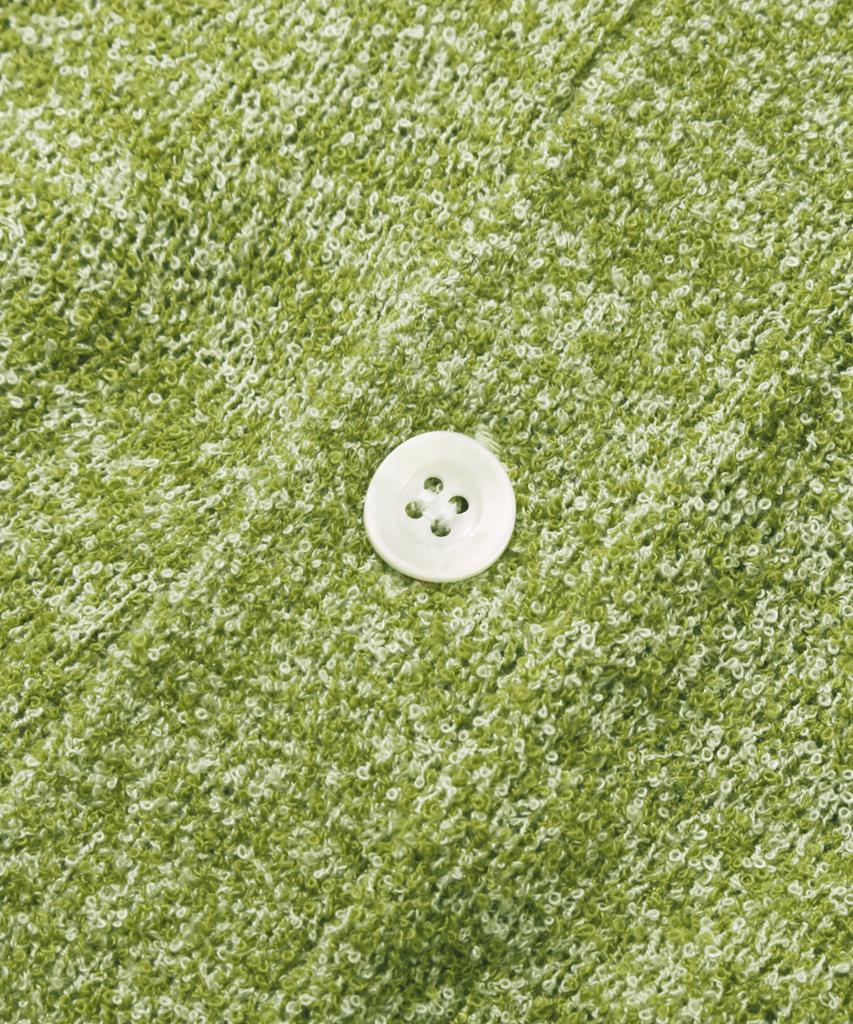 TRILLION Washable Boucle Collar Short Sleeve Knit (Melange Green)