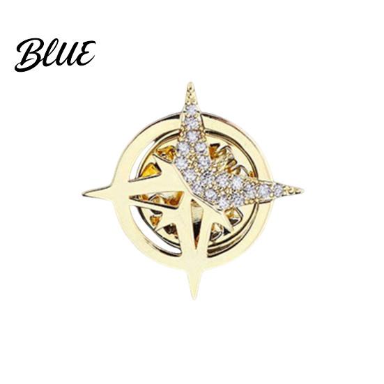 Small Collar Pin Brooch Six-Pointed Star Alloy Sparkling Rhinestones Inlaid