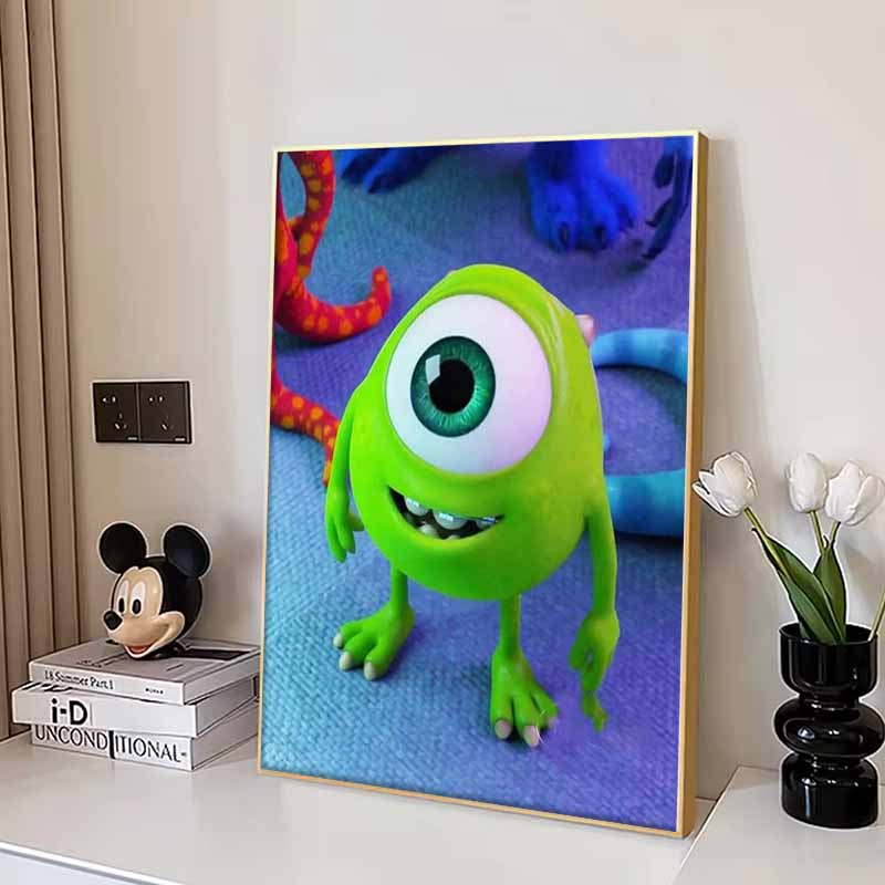 Disney Diamond Painting Mike Wazowski Figurine, Cartoon 5D Diamond Cross Stitch Mosaic Home Decor Gift