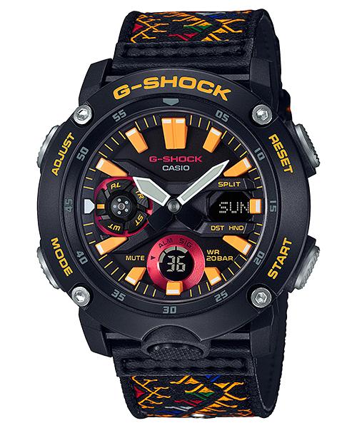 Casio Męski zegarek kwarcowy z żywicy GA-2000BT-1A, wodoodporny do 200M, odporny na wstrząsy, cyfrowy