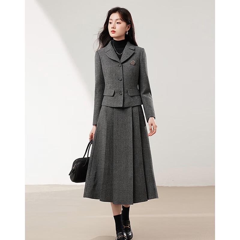 French Chic Long Sleeve Jacket & Midi Skirt Set