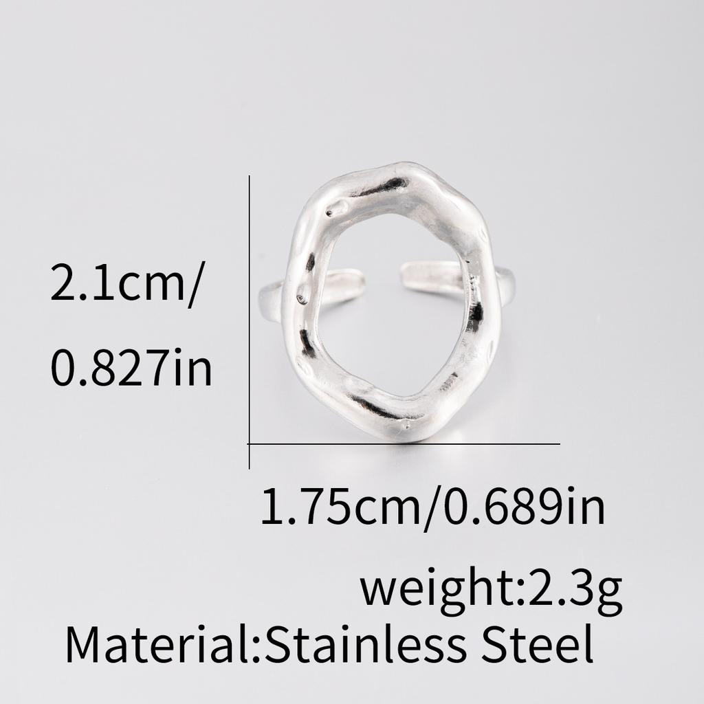 1Pcs Female Stainless Steel Open Ring, Geometric Ring, Exaggerated Accessory Ring