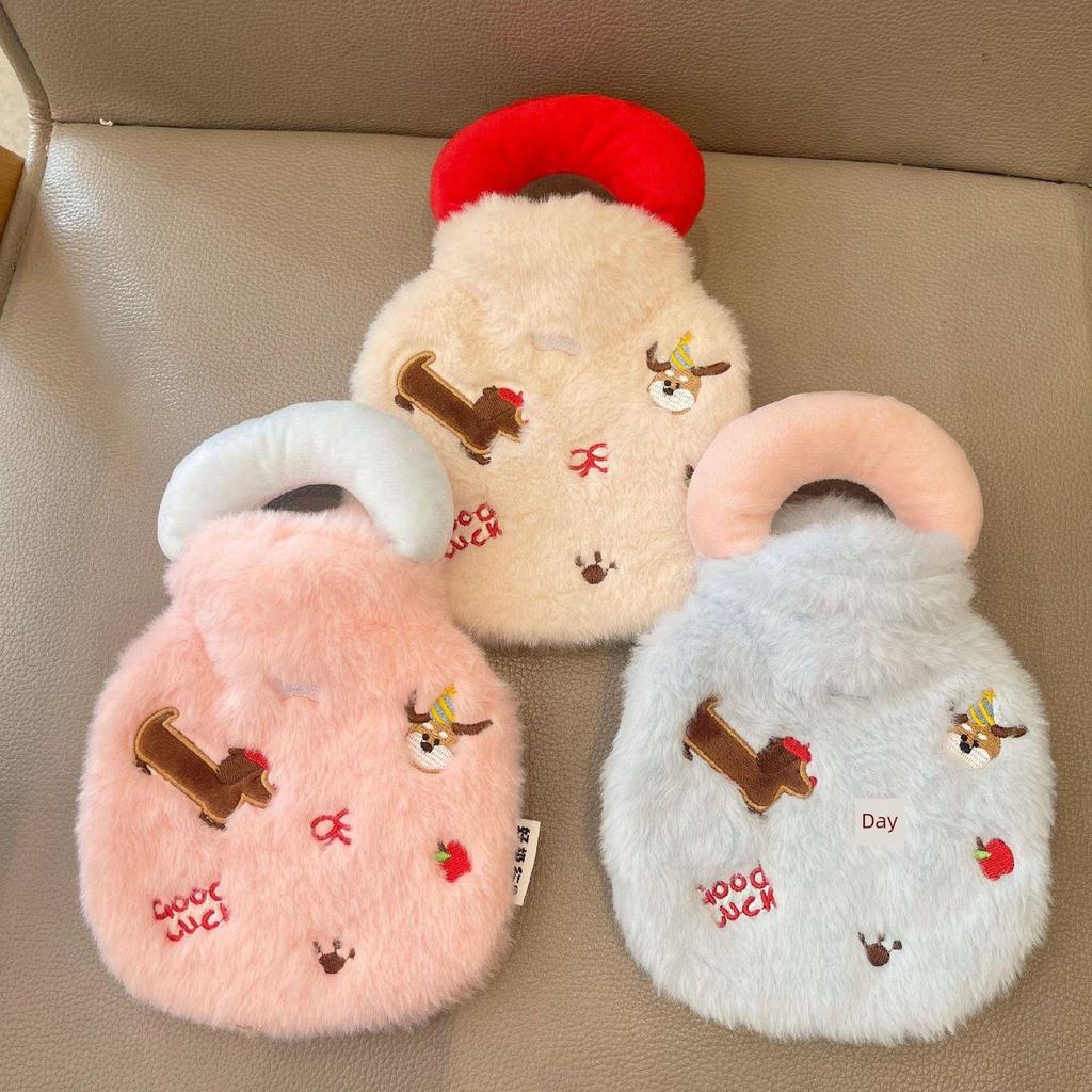 Winter Cute Plush Water-Filled Hot Water Bottle for Girls, Cartoon Small Portable Hand Warmer with Removable and Washable Water Bag