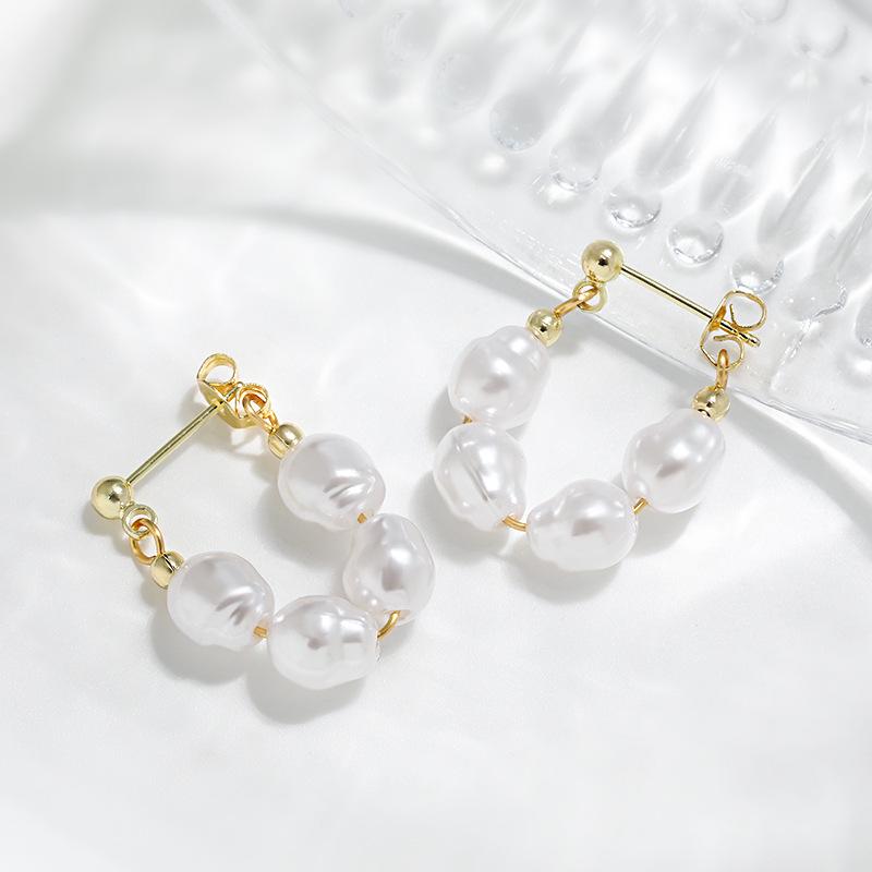 Baroque U-Shaped Freshwater Pearl Earring Clasps - Retro Court Style