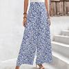 Frauen-Sommer-beiläufige hohe Taillen-Blumendruck-weite Beinhosen