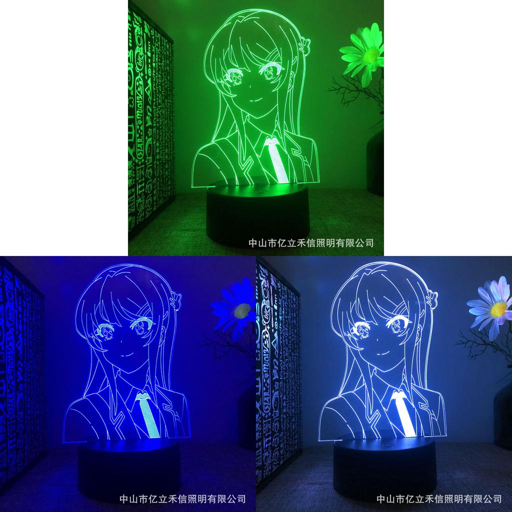 Rascal Does Not Dream Of A Dear Friend Mai Sakurajima 3d Touch Led Night Light With Remote Control For Bedroom Decor