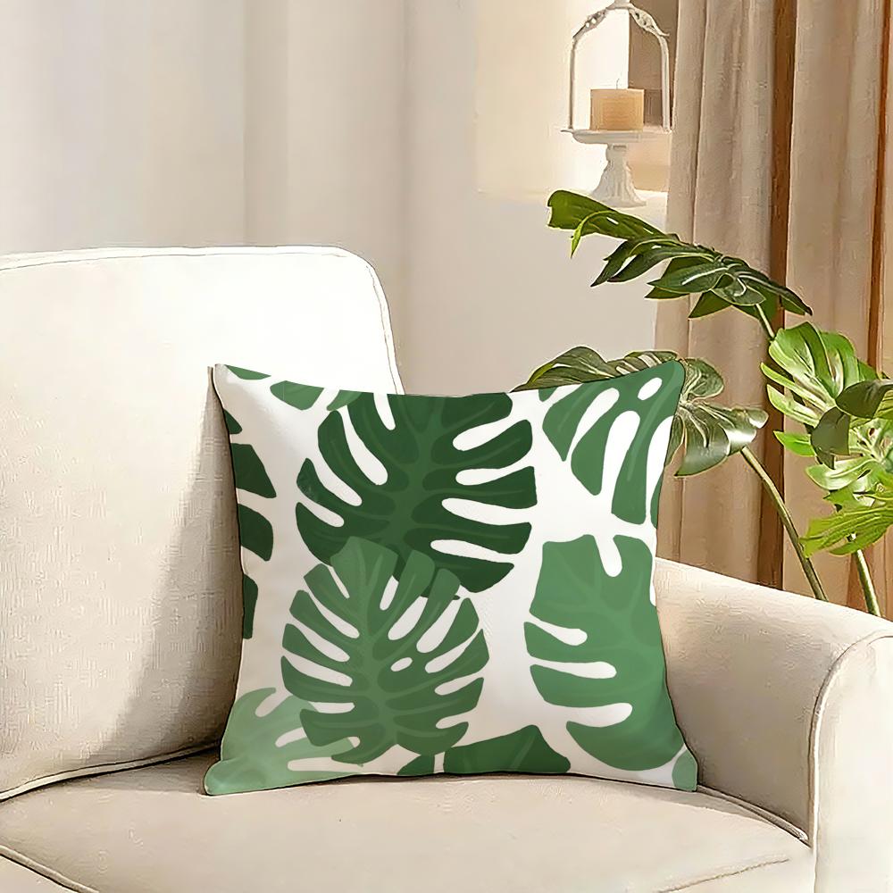 Modern Style Leaf Cushion Cover Reversible Plush Pillow Cover Soft Fluffy Home Decor for Sofa Bedroom