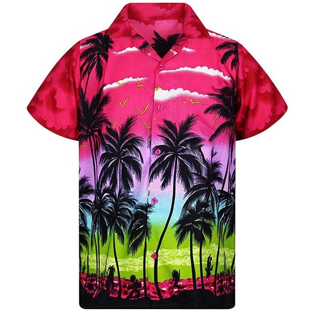 Moda lato 3d koszule męskie ponadgabarytowe plażowe koszula męska z krótkim rękawem drzewo kokosowe drukuj hawajskie topy odzież męska Camiseta