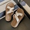 Crossed platform slippers female 2025 summer new with skirt fairy wind beaded casual beach cool slippers