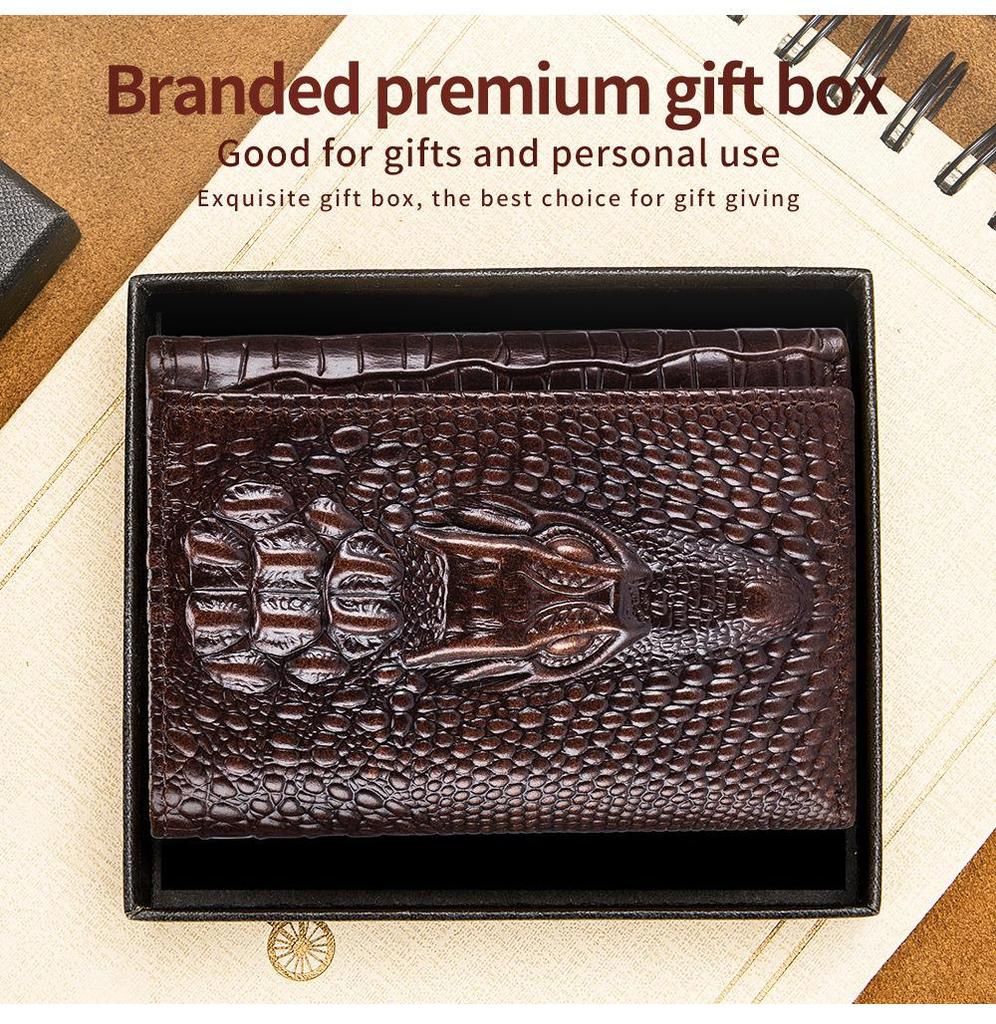 LAOSHIZI Vintage Erkek Hakiki Deri Timsah Kabartmalı Cüzdan RFID Engelleme Çoklu Kart Yuvaları Fotoğraf Bölmesi