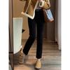 Black Straight Jeans Women's Velvet Autumn and Winter, New High-waisted and Thin Pear-shaped Body Pipe Pants