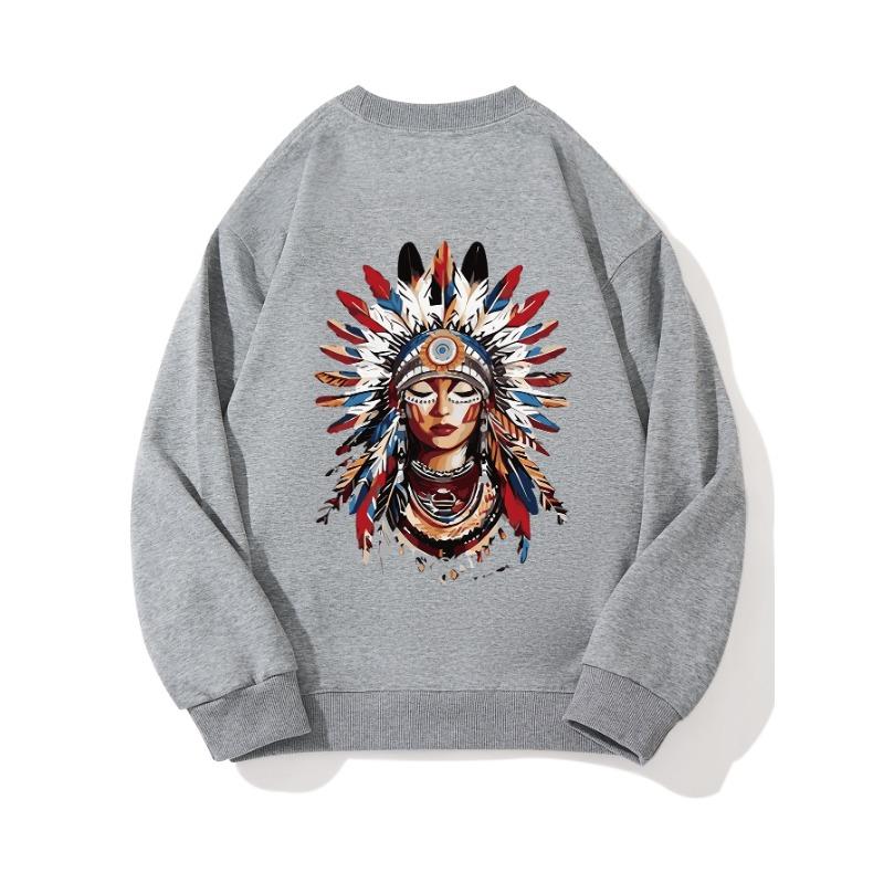 

Индийский модный принтованный топ, повседневная спортивная одежда на осень и зиму, хлопковая толстовка XXL слоновая кость