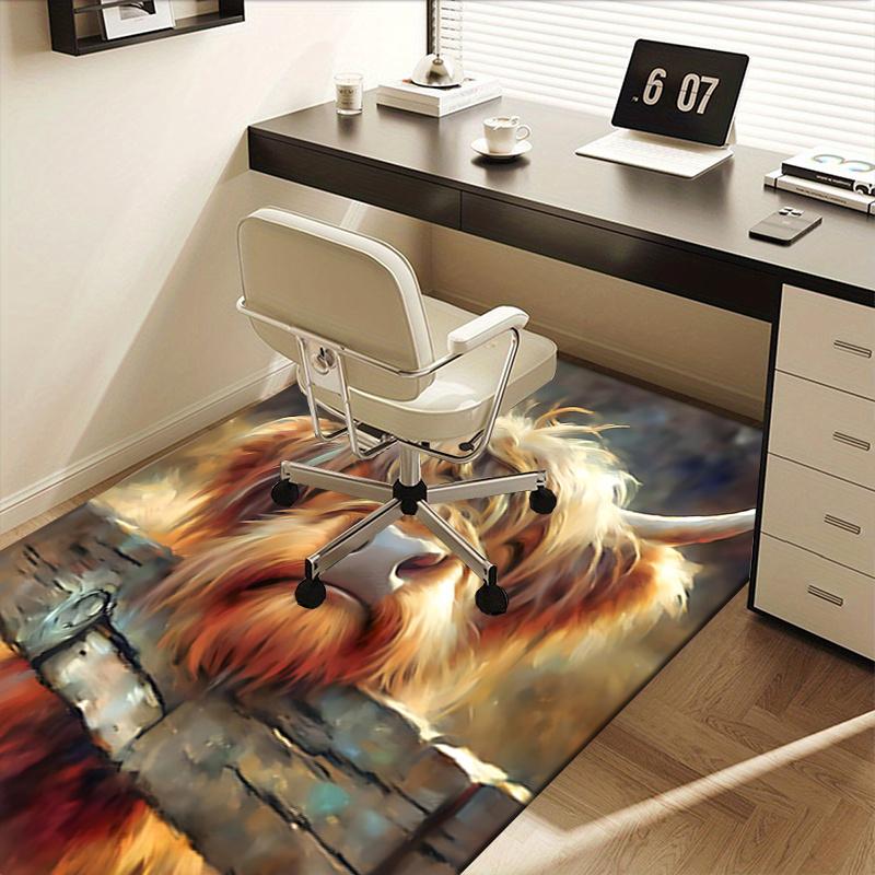 Highland Cow Chair Mat: Office Carpet, Oversized Rug for Home Decor, Sofa Mat, Desk Pad Gift Suitable for Bedroom, Living Room, Any Room