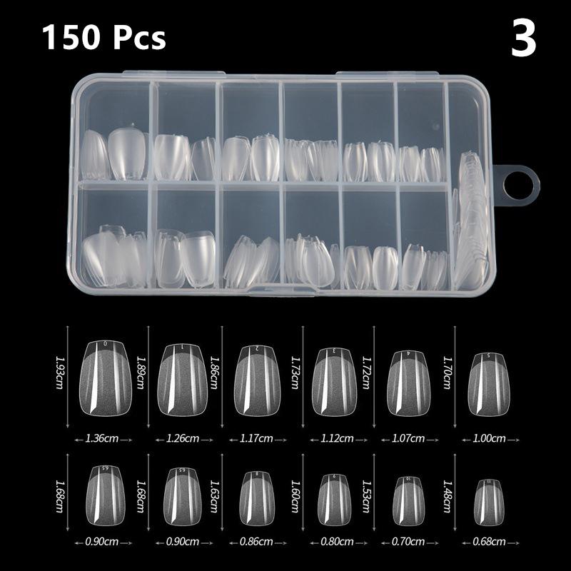 Artificial Fingertip Capsules for Nail Extension Luxury Almond French Coffin False Nail Tips Soft Gel Semi-matte Full Cover