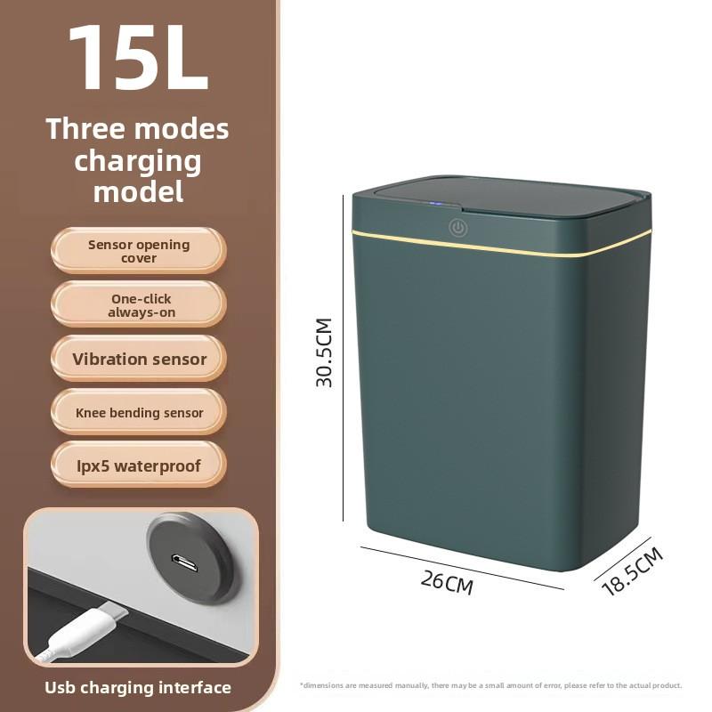 Touch-free Smart Open Lid Trash Can Automatic Packaging Smart Trash Can Bathroom Gap Garbage Storage Bucket