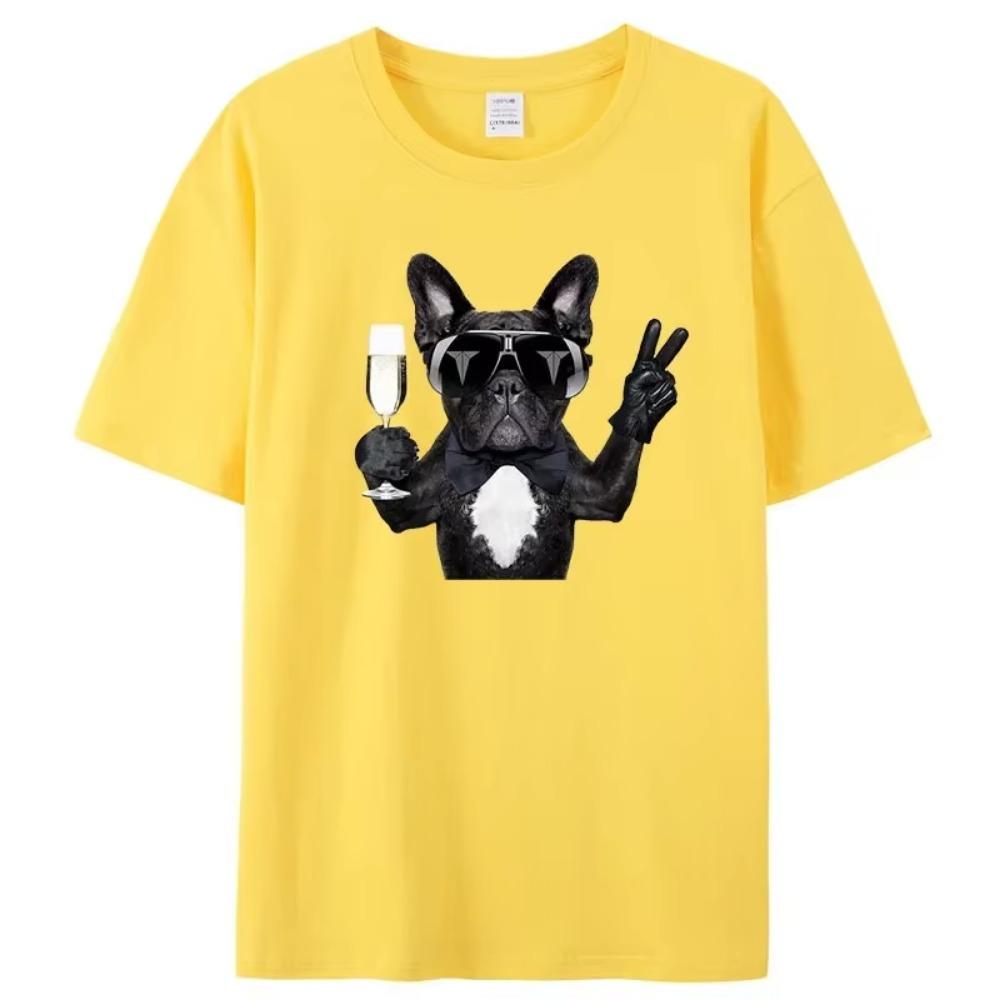 Men's Summer Bulldog Letter Print Luxury Short Sleeve T-shirt Summer Street Fashion T-Shirt