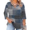 Women's Plus Size Floral Print 3/4 Sleeve Casual Top, Fashionable Loose Fit Blouse for Everyday Wear and ,