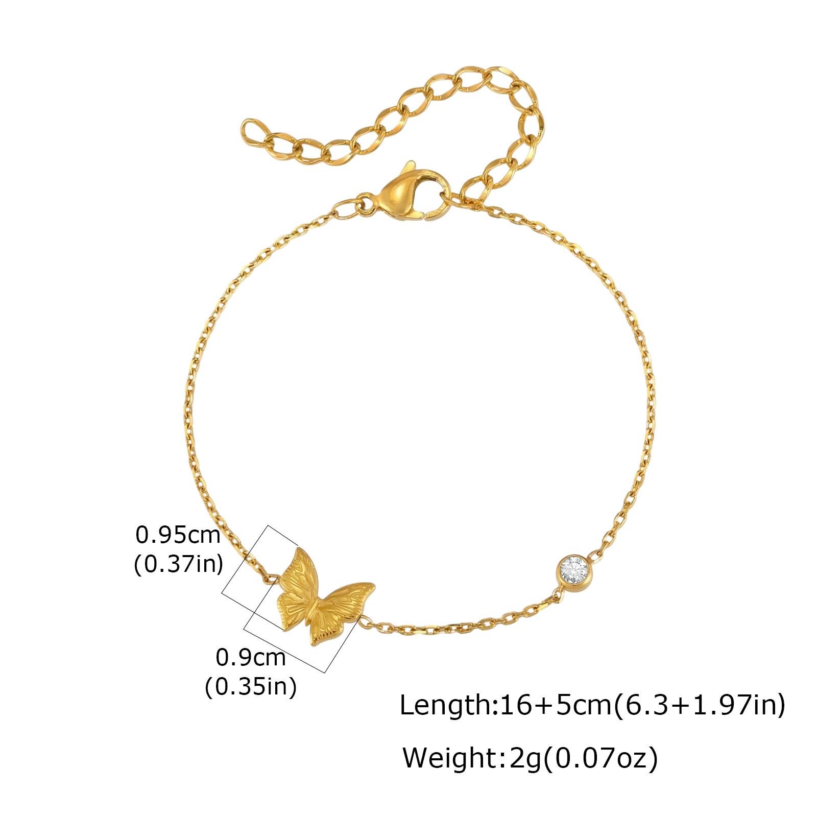 

Vnox 18K Gold Plated Snake Bone Butterfly Chain Necklace, Butterfly Chain Bracelets Bangles for Women Waterproof Jewelry Gifts