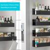 Magnetic Fridge Shelf Spice Storage Rack Black Iron Space Saving For Cabinet On The Side Of Refrigerator Kitchen Organizer Shelf