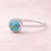 Blue Copper Turquoise Gemstone Ring – 925 Sterling Silver Twisted Band Ring for Women, Handmade Jewelry