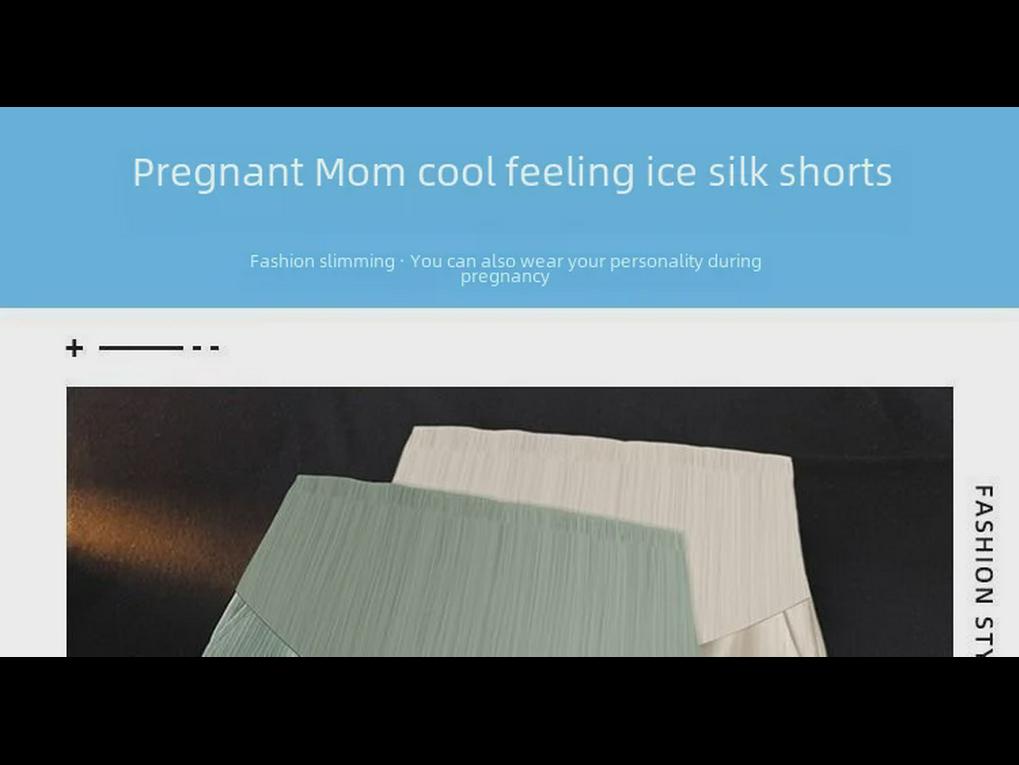 Maternity Ice Silk Wide-Leg Summer Shorts: Lightweight, Loose, and Casual Fit for Warm Weather.