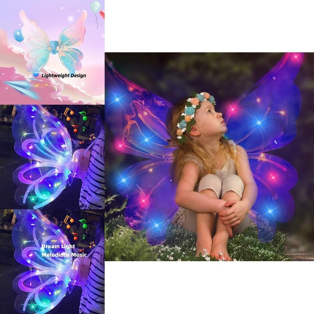 Jq Butterfly Electric Angel Back Ornament Children's Wing With Light Girl's Birthday Gift Night Market Stall