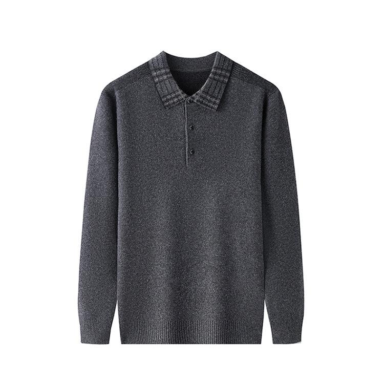 2025 Men's Autumn/Winter Knit Lapel T-shirt - Dad Style