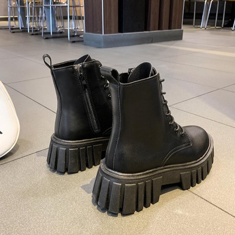 2025 Autumn Square Toe Short Boots Women's High-heeled Ankle Boots Womens Platform Heels Shoes Mid-heeled High Boots Women