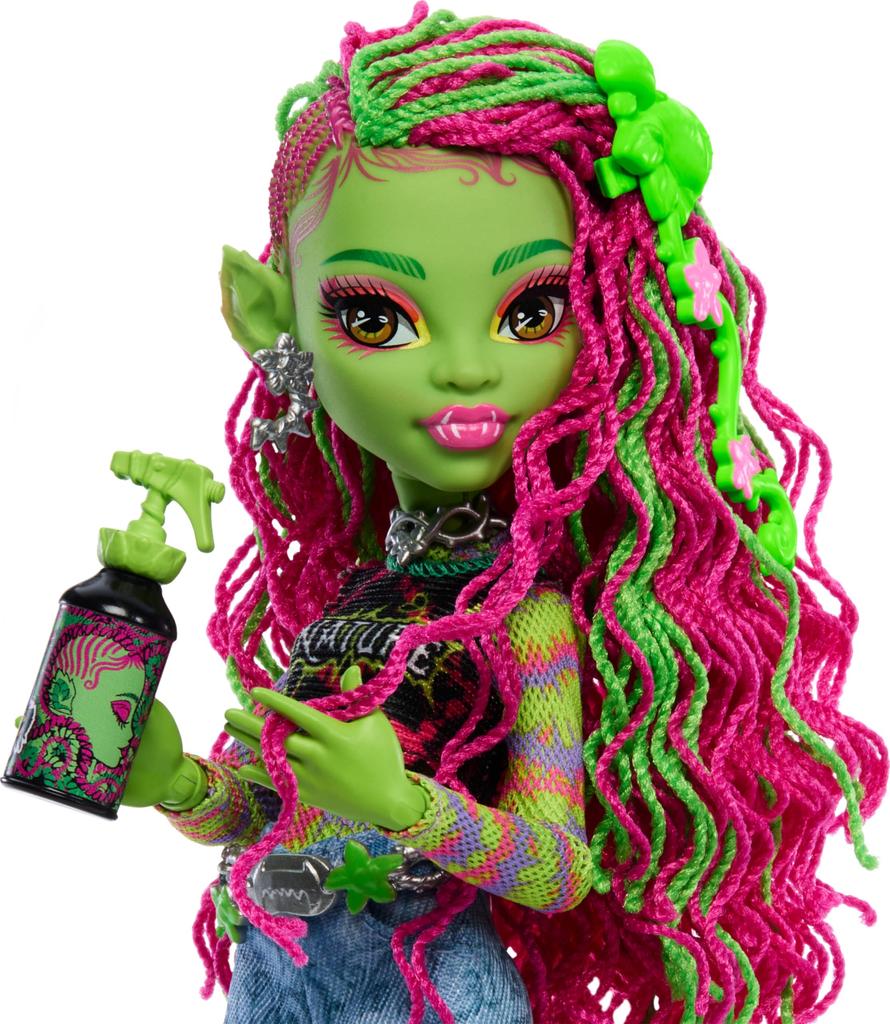 Monster high Venus McFlytrap Monster Turian Snacks und anderes Zubehör Puppe, Pflanzen, Haustiere, Katzen, Rucksack, Notizbuch,