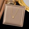 Simply Small Round 1 Carat Cubic Zirconia Pendant Necklace for Women Rose Gold Color Colorful Crystal Chain On Neck
