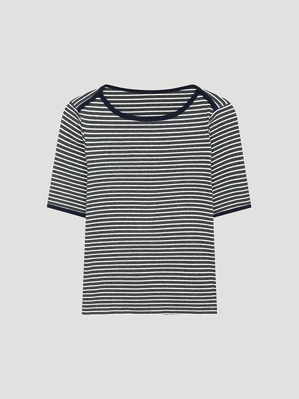 Sistina Cotton Blend Striped T-Shirt_Melange Grey Melange Gray/55