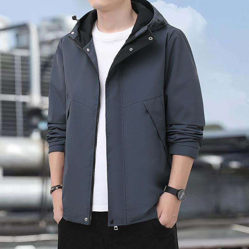 Kabát Pánský jarní a podzimní trend bunda s kapucí volný ležérní univerzální top