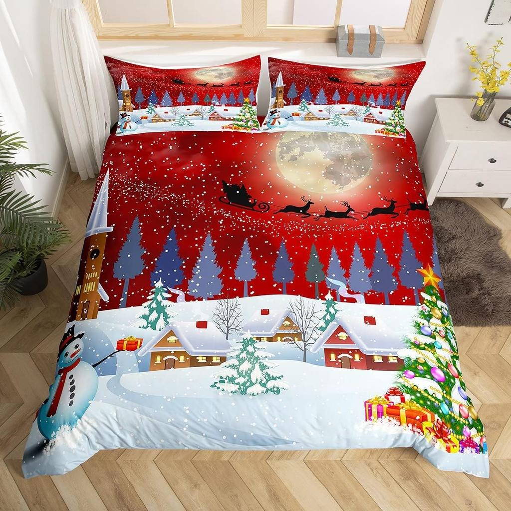 Comforter Merry Christmas Twin King Santa Claus Bedding Set Christmas Tree Winter Theme Comforter Happy New Year Bedding