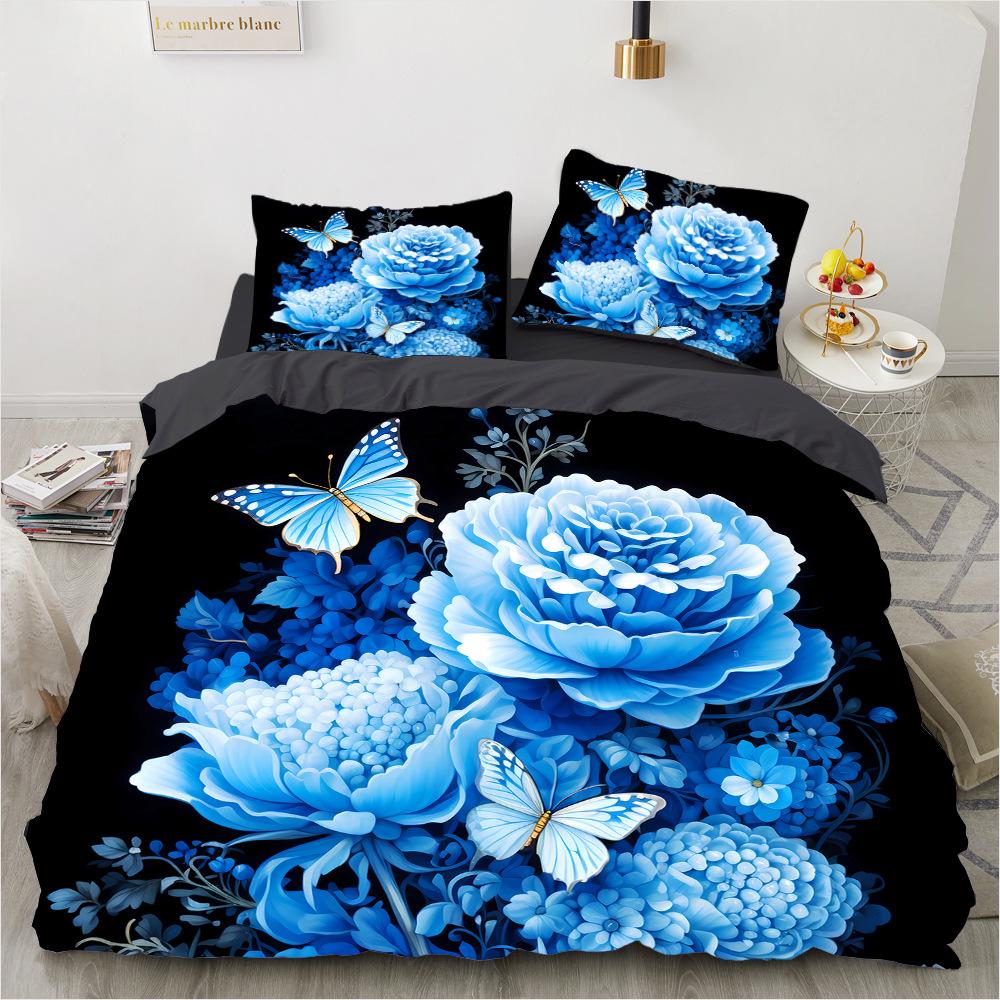 bedding set Digital Print Comfortable Duvet Cover for Home Bedroom Decoration, 1 Duvet Cover and 2pillowcase with Zippers