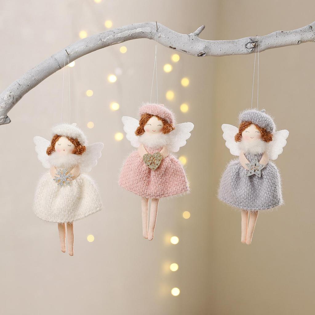 Handmade Knitted Angel Tree Ornament - Christmas Girl Doll Decoration