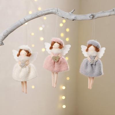 Handmade Knitted Angel Tree Ornament - Christmas Girl Doll Decoration