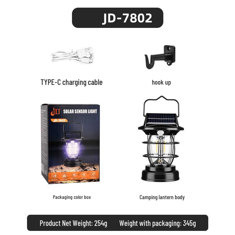 Smart Sensor Solar Camping Lantern & Multifunctional Handheld Spotlight