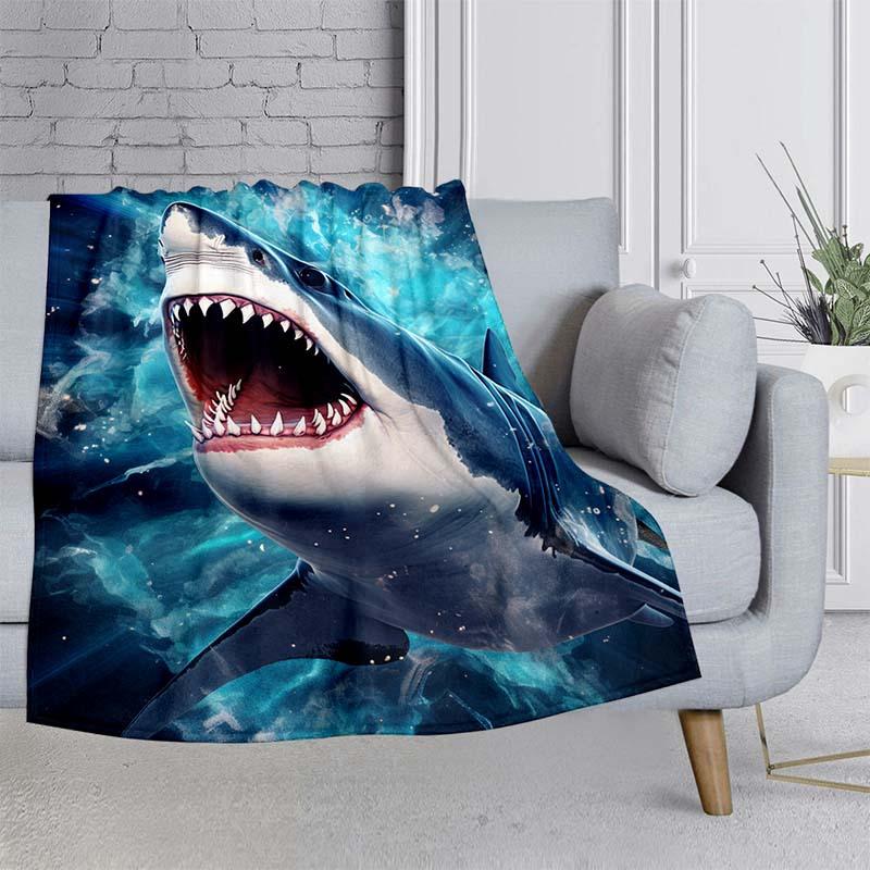 1pc Shark Blanket Lightweight Flannel Blanket Throw Blanket For Sofa, Bed, Travel, Camping, Living Room