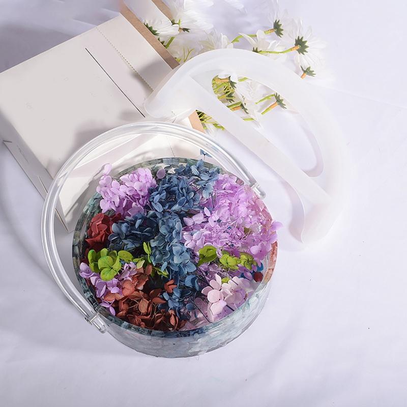 Large Round Box Container Silicone Mold With Handheld Set Storage Gift Trinket Makeup Holder Resin Mold Jewelry Candy