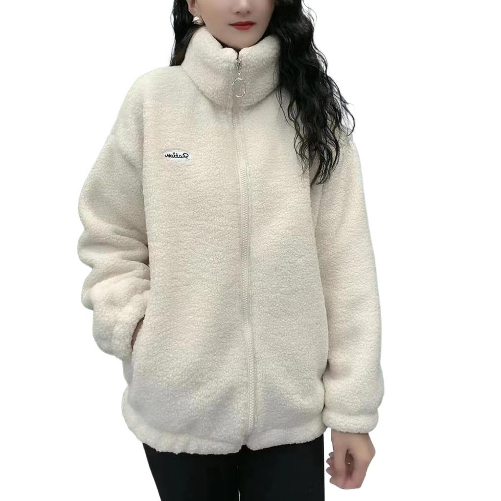 Winter Warm Cotton Jacket Mom's Fleece Lined Thickened Age Reducing Women's Fleece Loose Slimming Coat Top