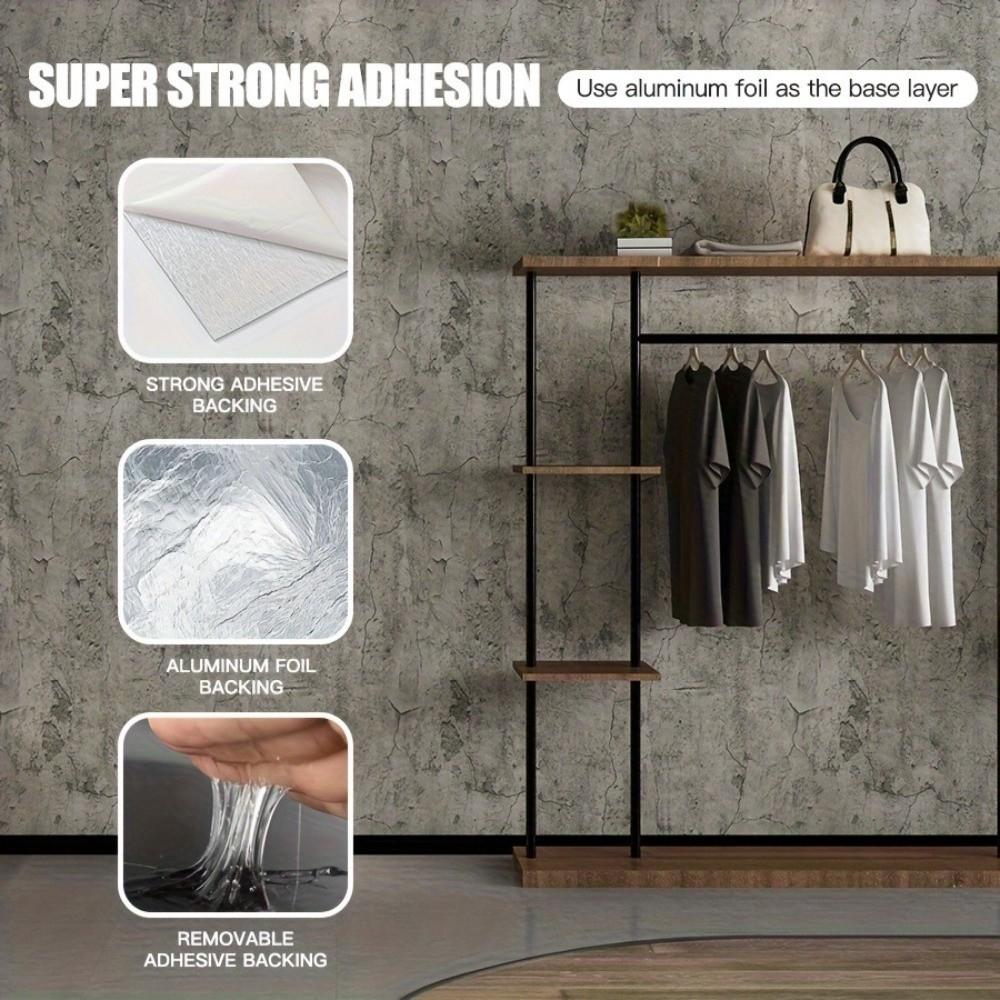 Self-Adhesive Vinyl Wallpaper 3 Meters×40cm Concrete Texture Foam Wall Panels Thickened Interior Decor Waterproof Wall Stickers