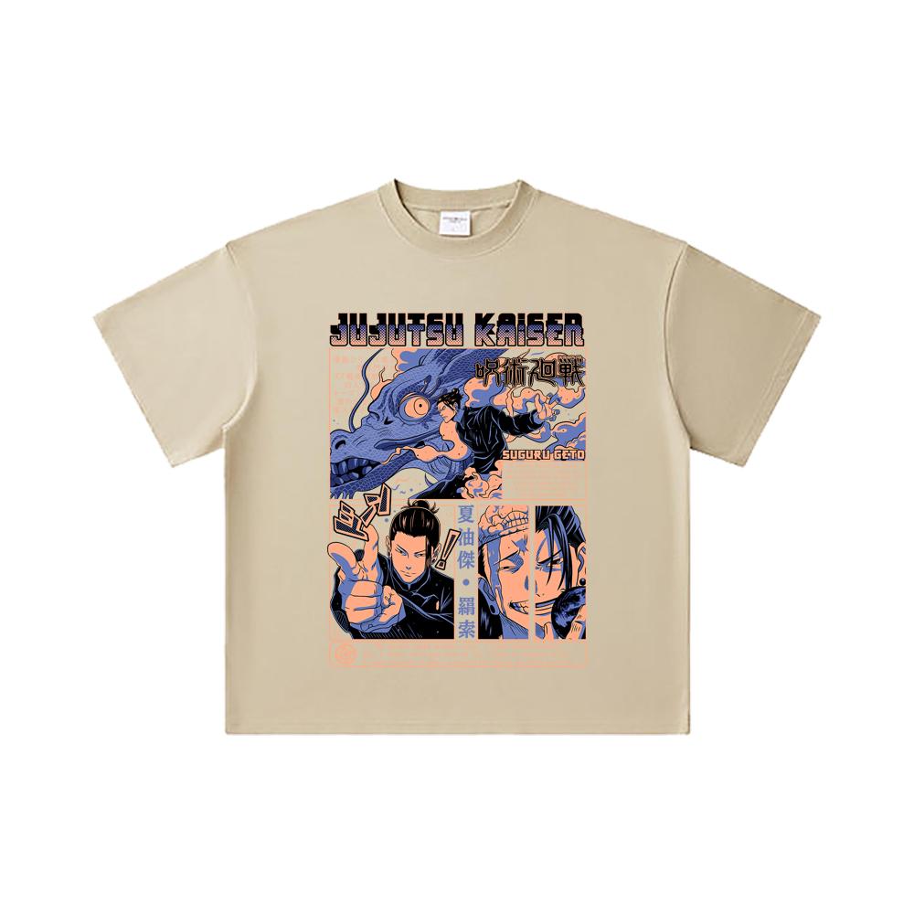 260 GSM Double Yarn 32 Count 100% Cotton Jujutsu Kaisen V13 Geto Print Unisex Heavy Cotton T Shirt